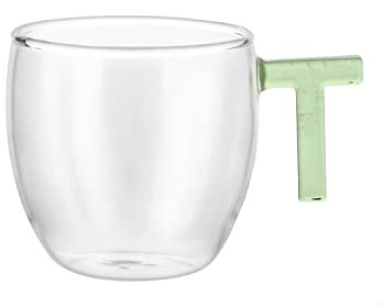 KASANOVA Tazzina caffè lettera T verde in vetro borosilicato, 150 ml verde