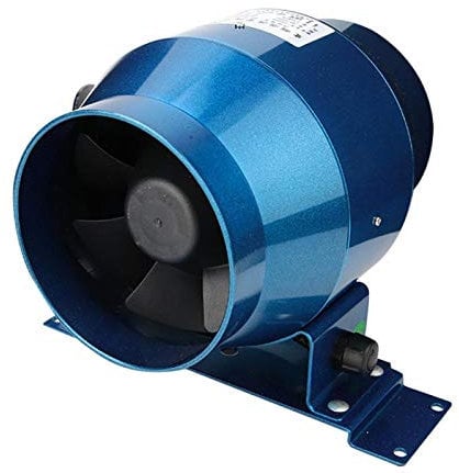 Kuuleyn 4 160CFM Inline Duct Fan, Variable Speed, Aluminum, 15.9cm L x 4 W x 15.9cm H, 220V, 18W, 5000 RPM, 15-59dB, Server/Desktop/Gaming Console, Blue