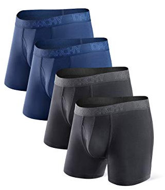 DAVID ARCHY Boxer Homme Caleçon Court 40S Fibre de Bambou Braguette sous-Vêtement avec Open-Fly Élastique Respirant Confortable Antibactérien Longueur de l'entrejambe 5,5 Pouces Lot de 4