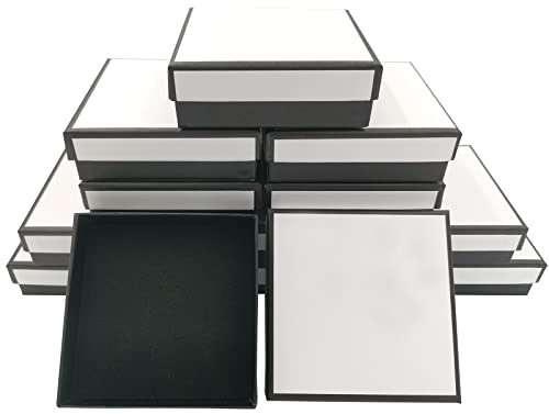 DUGYIRS 12 Stück Schmuckschatullen aus Pappe Quadratische Schmuck Geschenkboxen für Verpackung Halsketten Armbänder Ohrringe (Schwarz und Weiß)