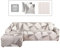 Lydevo Sofabezug Ecksofa L Form Sofa Überwürfe Stretch Sofabezug L Form Rechts oder Links mit Zwei Kissenbezügen Waschbar Universal-Couchbezug L Form Sofa Cover L Shape(2 Sitzer+2 Sitzer,Weiße Linie)
