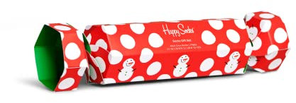 Happy Socks 2-Pack Big Dot Snowman Socks Set, farbenfrohe und fröhliche, Socken für Männer und Frauen, Rot-Weiß-Grün (41-46)