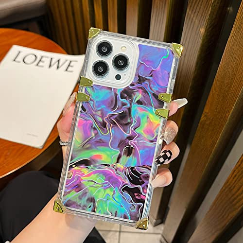 Jmltech Compatible with iPhone 13 Pro Max Mobile Phone Case Square Marble Slim Soft Silicone Protective