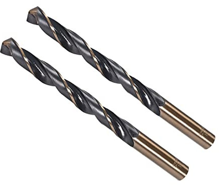 CoCud Twist Drill Bits, 11mm Cutting Edge, Titanium & Nitride Coated High Speed Steel 4341 Round Shank - (Applications: for Stainless Steel Drilling Machine), 2-Pieces