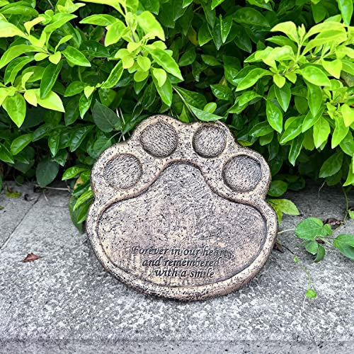 Garten-Trittstein, Pfote von Hund, Katze, Haustier-Gedenksteine, Verlust von Haustieren, Geschenk – 19,1 cm L x 19,1 cm B x 1,5 cm T