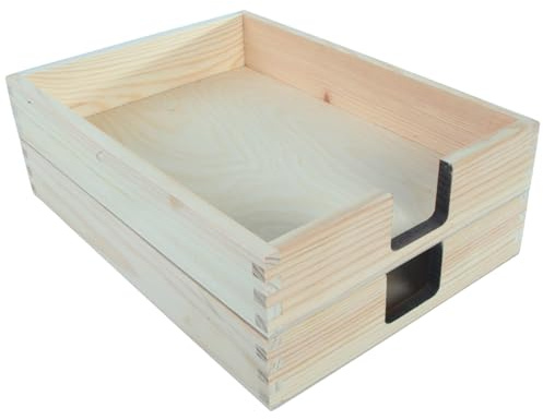 WooDeeDoo Pack of 2 Wooden A4 Paper Trays Document Holders Desk Organisers Letter Racks Magazine Storage Printer Tray File Organiser for Home or Office