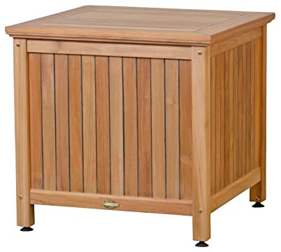 Teak Kissentruhe Gartentruhe für Auflagen und Polster 72 x 72 cm premium