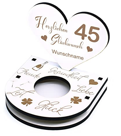 Teelichthalter 45 Jahre mit Namen personalisiert - Kerzenhalter für Teelichter Zahl Zahlen Geburtstag Jubiläum Tischdeko zum verschenken
