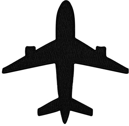 Urbanski Patch Schwarzes Flugzeug Reisen Fliegen zum Aufbügeln 6,9 x 6,9 cm | Aufnäher Applikation Bügelbild