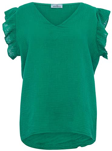 Zwillingsherz Musselin Bluse aus 100% Baumwolle mit V-Ausschnitt & Rüschen – Hochwertige Tunika Oberteile für Damen Frauen Mädchen - Kurzarmshirt Top Shirt - Locker luftig perfekt für Frühling Sommer