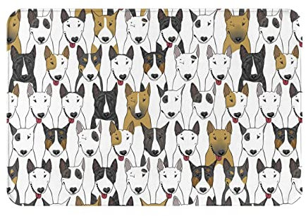 Lustige Hunde Bullterrier Fußmatte Indoor Outdoor Willkommen Matten rutschfeste Fußmatte für Eingangsbereich Teppich 40,6 x 61 cm Bodenmatte für Veranda Teppich für Wäsche Badezimmer Schlafzimmer