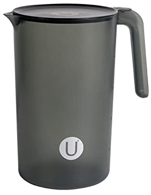 IEFIEL Kunststoff Wasserkrug 2L 2.5L Messbecher mit Skala Wasserkaraffe Plastik Krug für Milch Eistee Saft Getränke Schwarz A 2L