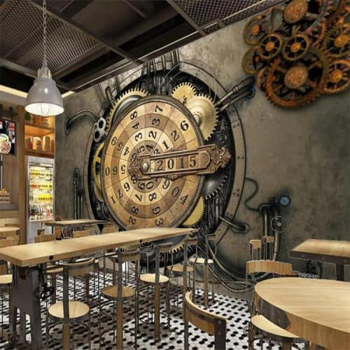 Papier Peint Panoramique Horloges À Engrenages De Style Industriel Papier Peint 3D Intissé Decoration Murale Chambre Salon