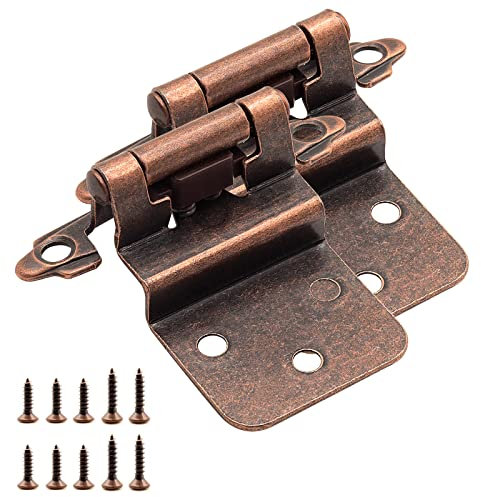 Oil Rubbed Bronze Cabinet Door Hinges,20 Pack (10 Pairs) 3/8 Inset Self Closing Hinges for Kitchen Cabinet Doors
