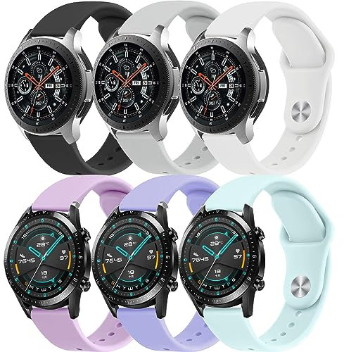 22mm Armband für Samsung Galaxy Watch 3 45mm/Gear S3 Frontier/Classic/Galaxy 46mm,6ST Sport Silikon Uhrenarmband für Garmin vivoactive 4/Venu 2/3,für HUAWEI Watch GT/GT2/GT2e/GT3/GT4/GT5/4 Pro Band