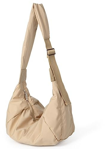 TIAASTAP Umhängetasche Damen Große Kapazität Crossbody Bag Damen Breiter Gurt Nylon Schultertasche Handtasche mit zwei Reißverschlussschieber, Einfarbig Umhängetaschen mit verstellbarer Schultergurt