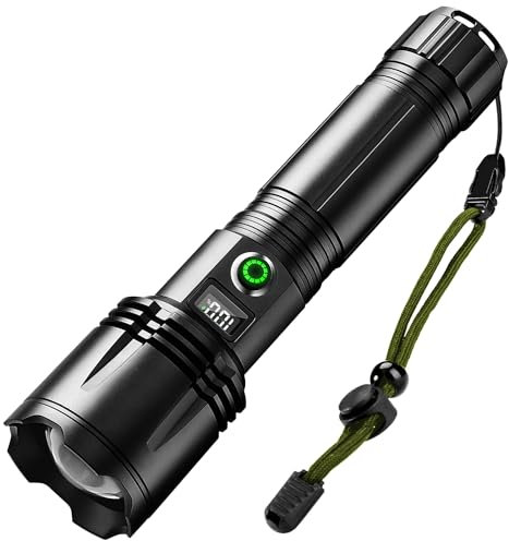 ASORT Taschenlampe LED Aufladbare 1000000 Lumen, große Batterie Mit 7200mAh AKKU, LED Taschenlampe Extrem Hell 9 Lichtmodi, supergroße Blende zoombare,IPX67 Wasserdicht für Camping,Wandern,Notfälle