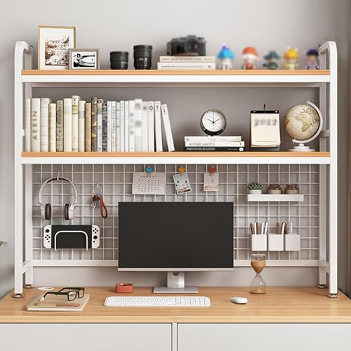 DSXH Étagère Bureau à Poser sur, 3 Niveaux Étagère, Présentoir de Rangement Polyvalent pour Dortoir, Maison(Blanc.3-Tier135cm)