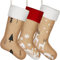 BRUBAKER 3er Set Weihnachtsstrümpfe zum Befüllen - Weihnachtsdorf, Tannenbäume und Rentiere - 52 cm große Nikolausstrümpfe für Weihnachten und Nikolaus - Weihnachtsdeko Weihnachtssocken aus Jute