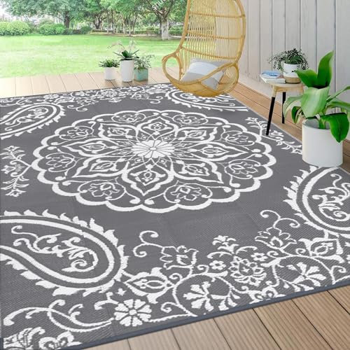 Pauwer Outdoor-Teppich, 20,3 x 25,4 cm, wasserdicht, Kunststoff, Stroh