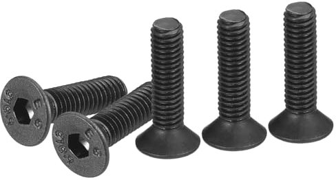 DTGN Tornillos de Cabeza Avellanada M3-0.5x12mm, Paquete de 50 Tornillos de Cabeza Plana Hexagonal de Acero al Carbono con Recubrimiento de Óxido Negro, Rosca Completa