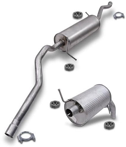 BESTPRICE Auspuff Schalldämpfer Set 1x Mittelschalldämpfer, 1x Endschalldämpfer inkl. Montagezubehör Kompatibel mit FORD GALAXY Mk1 (WGR), SEAT ALHAMBRA (7V8, 7V9), VW SHARAN (7M8, 7M9, 7M6)