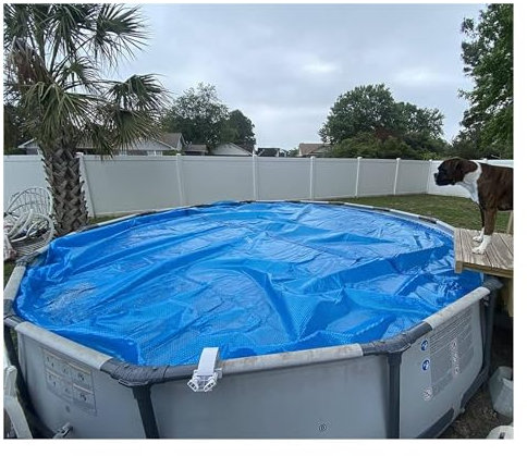 YEHOZZ Robuste Runde Blaue Blasen-Solar-Poolabdeckung, 400 µm Dicke Schwimmbad-Schutzabdeckung, Staubdicht, 16 Mm Dicke Pool-Wärmeschutzfolie Für Drinnen Und Draußen,Dia20ft/610cm