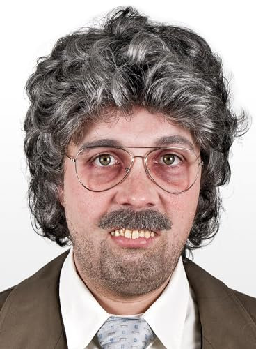 Graue Locken Perücke Reporter - Kostüm-Zubehör Karneval, Halloween & Motto-Party