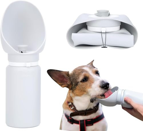 Bebedero Perro Portatil 500ml, Botella para Mascotas, de Viaje, Botella Pipi Perros para Viajes al Aire Libre, dispensador de Agua Perros, Apto para Cachorros y Gatos Viajar Perros Accesorios