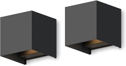 CALEX Bari Wandleuchte, für Außen & Innen, warmweißes Up & Down Licht, einstellbarer Lichtstrahl, wasserdicht, Schwarz, 2er Pack