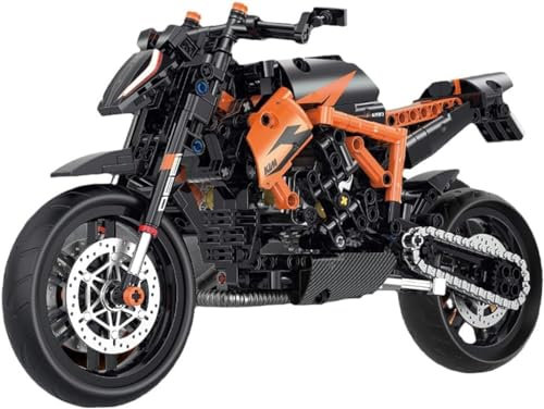 Tirff Technik Motorrad Bausteine für KTM Superduke 1290R, 579 Klemmbausteine 1:8 Technik Rennen Motorrad Geländemotorrad Bausatz MOC Supermotorrad Set Geschenke für Erwachsene und Teenager