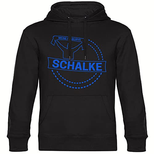 multifanshop Kapuzen Sweatshirt - Schalke - Meine Fankurve - Druck blau - Hoodie Größe XL schwarz