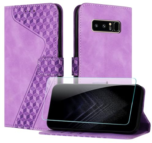 JayModCase Funda para Samsung Galaxy Note 8, PU Piel Flip Carcasa con [Galaxy Note 8 Protector de Pantalla] Cierre magnético Soporte Plegable Tarjetas y Cartera (Púrpura)