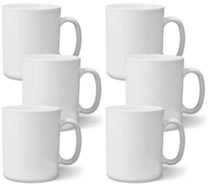 PrintedGift Set 6 unità - Tazza per Sublimazione, 300 ml, in Ceramica, Lavabile in Lavastoviglie e Microonde, Confezione Resistente agli Urti