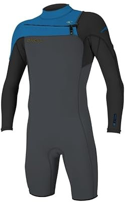 ONeill Mens Hammer 2mm Chest Zip Long Sleeve Shorty Wetsuit - Graphite Black Ocean - Breathable
