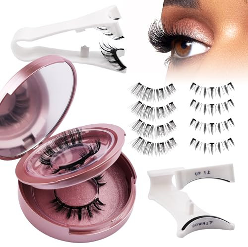 2 paires Faux Cils Magnetique Magnetic Lashes Faux Cils Magnétiques Avec Applicateur Pas besoin de Colle Cil Magnétiques Aspect Naturel & Imperméables Cils Magnétiques Sans Eye-liner(FC08+BF)