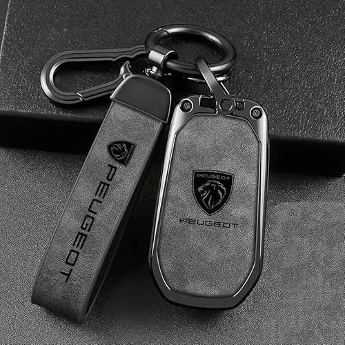 KDKDJ Coque de Clé de Voiture pour Peugeot 208 2023, Étui à Clé Coque Protection Clé à Télécommande Étui en Cuir Housse de Clé avec Porte Clés Couvre Clef Cache Clef Auto Accessoires,B-5