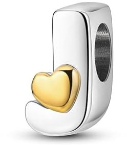 Pandach Damen Charm Anhänger Buchstabe J für Armband 925 Sterling Silber Charms Beads passend für Armband und Halskette, Kompatibel mit Europäischen Armbändern für Frauen Mädchen