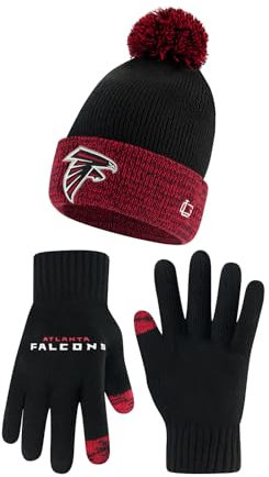 Ultra Game NFL Unisex-Erwachsene superweiche zweifarbige Wintermütze mit extra warmen Touchscreen-Handschuhen