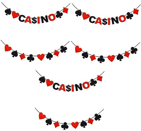 Vaguelly 6stücke Poker Banner Mit Herzbuchstaben Kreative Partydekoration Für -events Spielkarten- Und Las Vegas-themenfeiern Aus Hochwertigem Vliesstoff Für Innen Und Außenbereiche