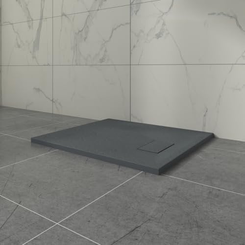 Aquariss SMC Slate Effect Shower Enclosure Tray 900x700mm Rectangular Wetroom Shower Base Anthracite