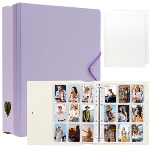 A4 Fotoalbum für Instax Mini 11 12 9 8+ 8 7+ LiPlay Film, Fotokartenbinder für Polaroid SnapTouch PIC-300 Z2300 Fotodrucker, 2x3 Fotobuch für Kpop Card (Lila)