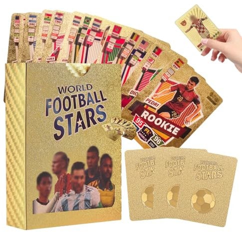 XPJBKC Football Star Cards, 55 PCS 2025 Premier League Football Super Stars Cards, Gold Foil Limited Edition Football Cards, World Cup 2025 Collectible Football Star Cards, Football Cards for Fans