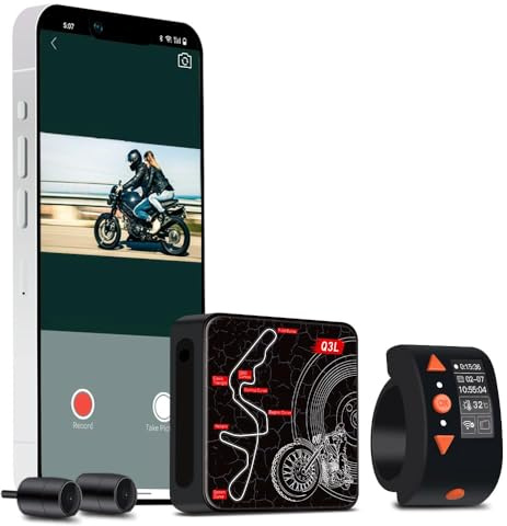 VSYSTO WiFi Dash Camera per moto, controller con display OLED, download video ad alta velocità, telecamera anteriore e posteriore 1080P, avviso in caso di vibrazioni anomale, sensore G (Q3L)