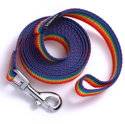 Siumouhoi 6 FT Traditional Style Dog Leashes, Strong Collar Hook, for Small, Medium and Large Dogs (Rainbow, 5/8 in x 6 ft)