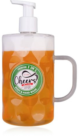 Accentra Seifenspender im Bierkrug Design, Handseife Cheers in Bier-Optik, mit 720ml Handseife im Schaum-Pumpspender, Flüssigseife, Duft: Birke & Zeder, Geschenkidee für Männer & Biertrinker
