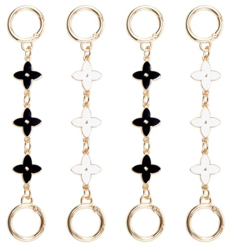 Keboyoe 4 Stück Taschen Verlängerungskettenriemen Legierung 16 cm Geldbörsenriemen VerläNgerung Kleeblatt Taschenverlängerung Gold Taschenkette Kurz TaschenverläNgerungskette