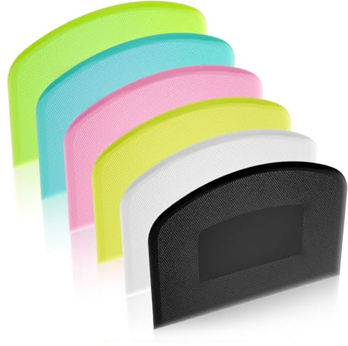Nogeqi 6 Stück Bunte Teigschaber Silikon, Teigspachtel Pizza, Tortenschaber Kunststoff Teigkarte Pizzaspachtel Silicone Spatula Rutschfeste Griffe für Brot, Fondant, Kuchen