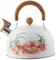 Hintyne Tetera silbante de Acero Inoxidable de 3 l con diseño de Flores y asa Plegable Pulida a Espejo fácil de Lavar para el hogar.