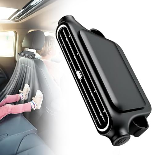 Car Seat Cooling Fan, 3-Speed USB Headrest Fan for Front & Rear Seats, Quiet Portable Car Fans with Dual Blades, Easy Mount & Adjustable Airflow – for Cars, SUVs, Trucks & RVs (Black)